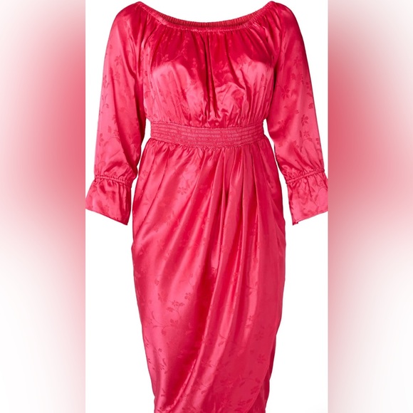 11 HONORÉ 🆕 Brittney Floral Long Sleeve Satin Midi Dress. Size 14W. - Picture 6 of 8